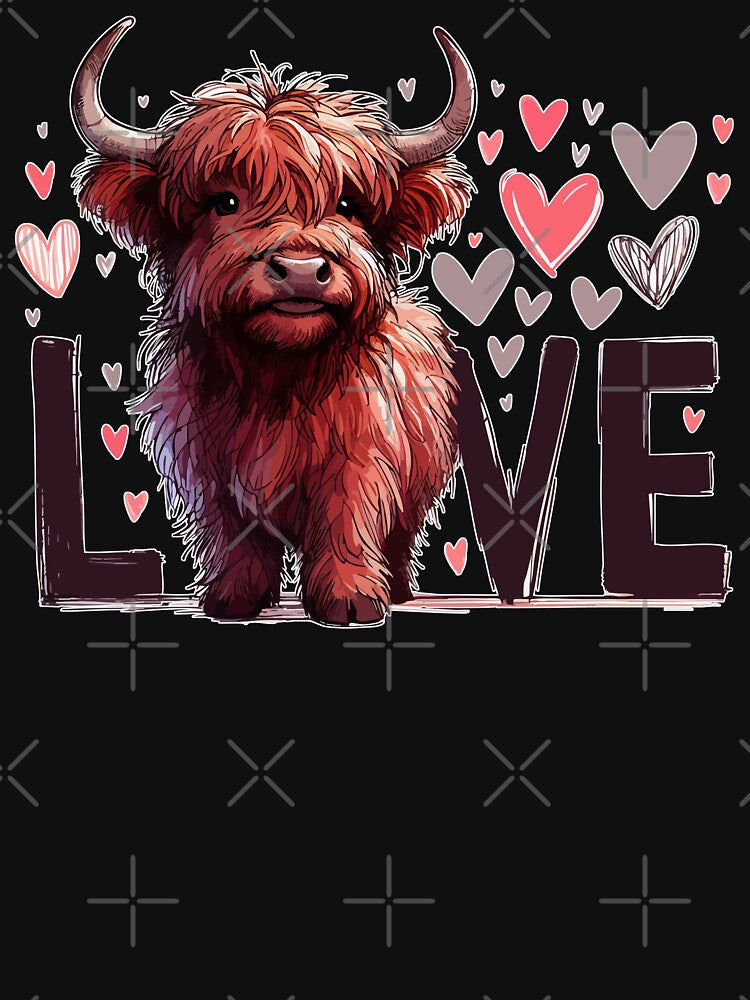 Love Cute Highland Cow Valentines Day by TomFrontierArt