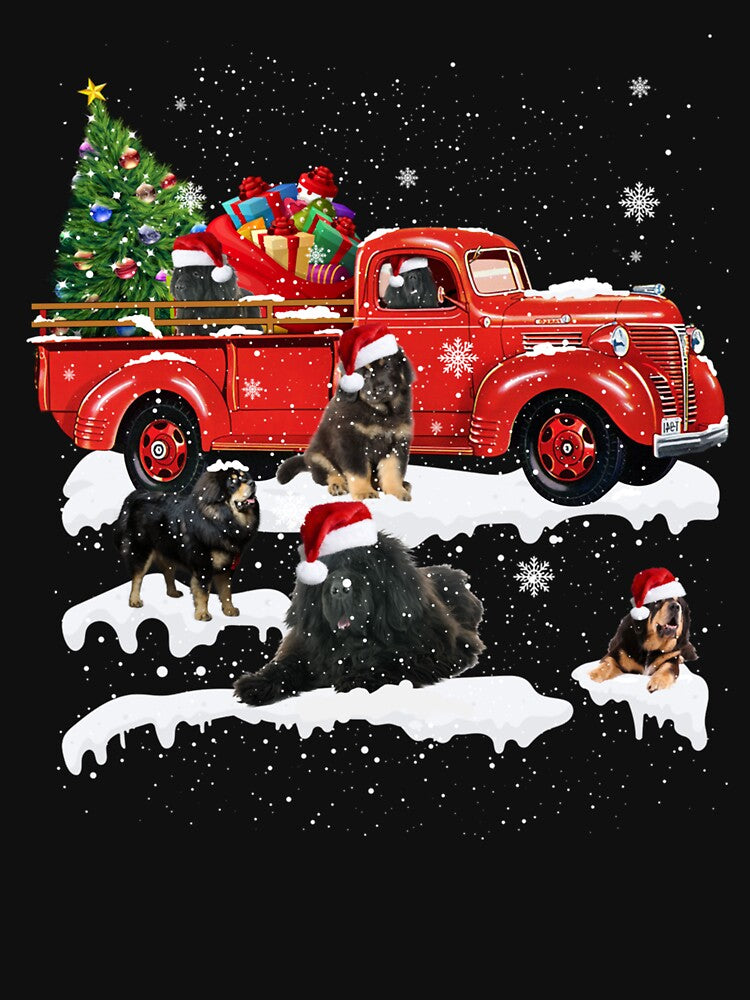 Tiger Driving Christmas Tree Red Truck Tiger Christmas by brntcoff1