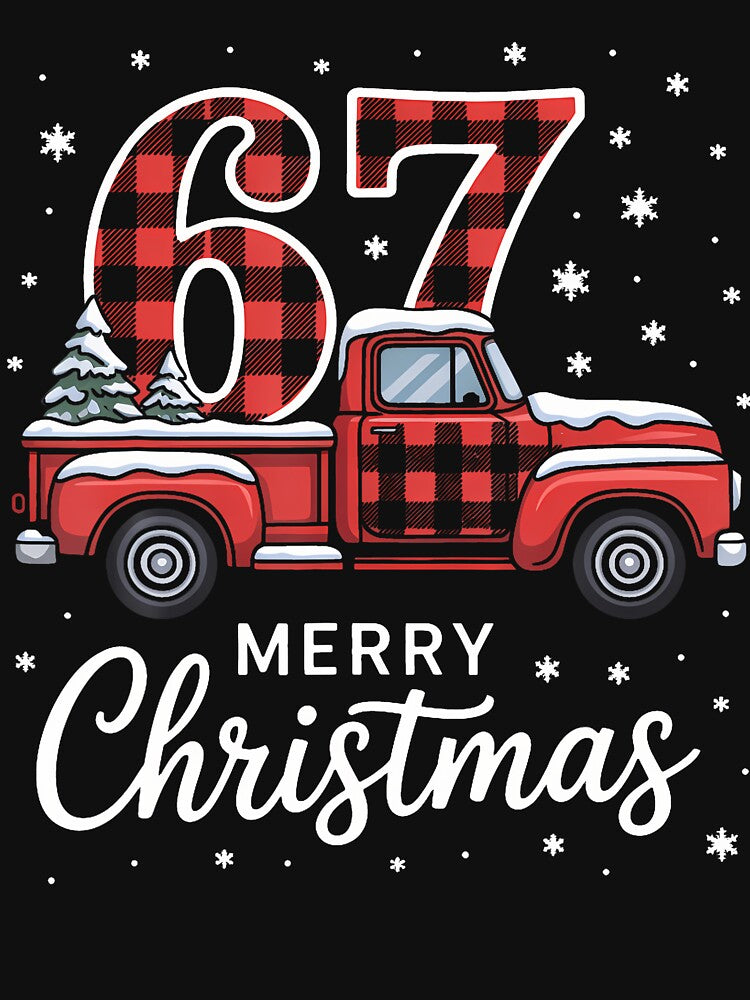 Merry Christmas Red Plaid Truck 67 Christmas by TerryAnnie