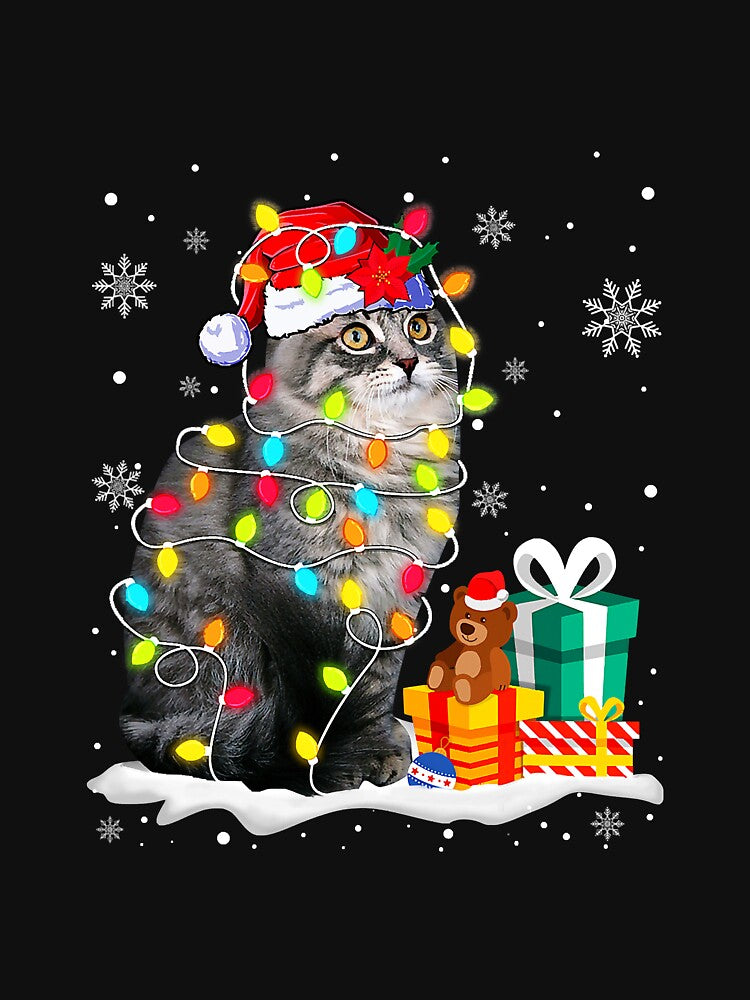 Funny Ragamuffin Christmas Light Cat by atalia8932