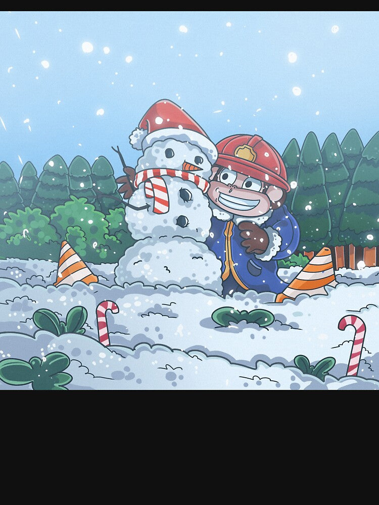 Cute Monkey building snowman winter by Niykos570