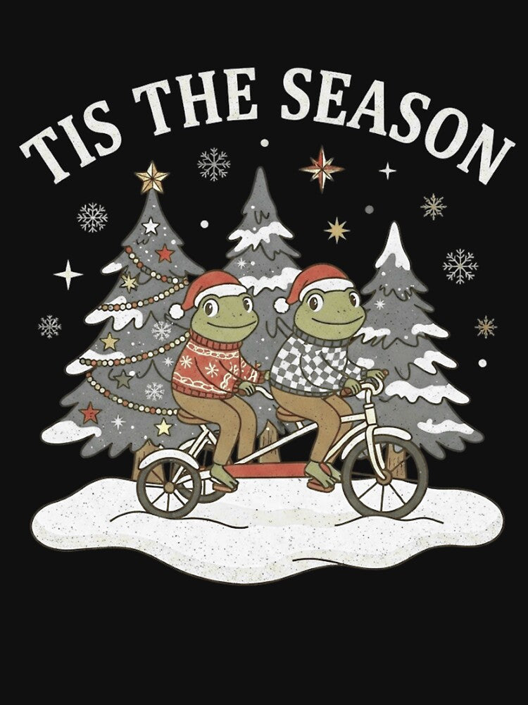 Tis the Season Christmas Frogs Tandem Bicycle Design by MiALopezArt