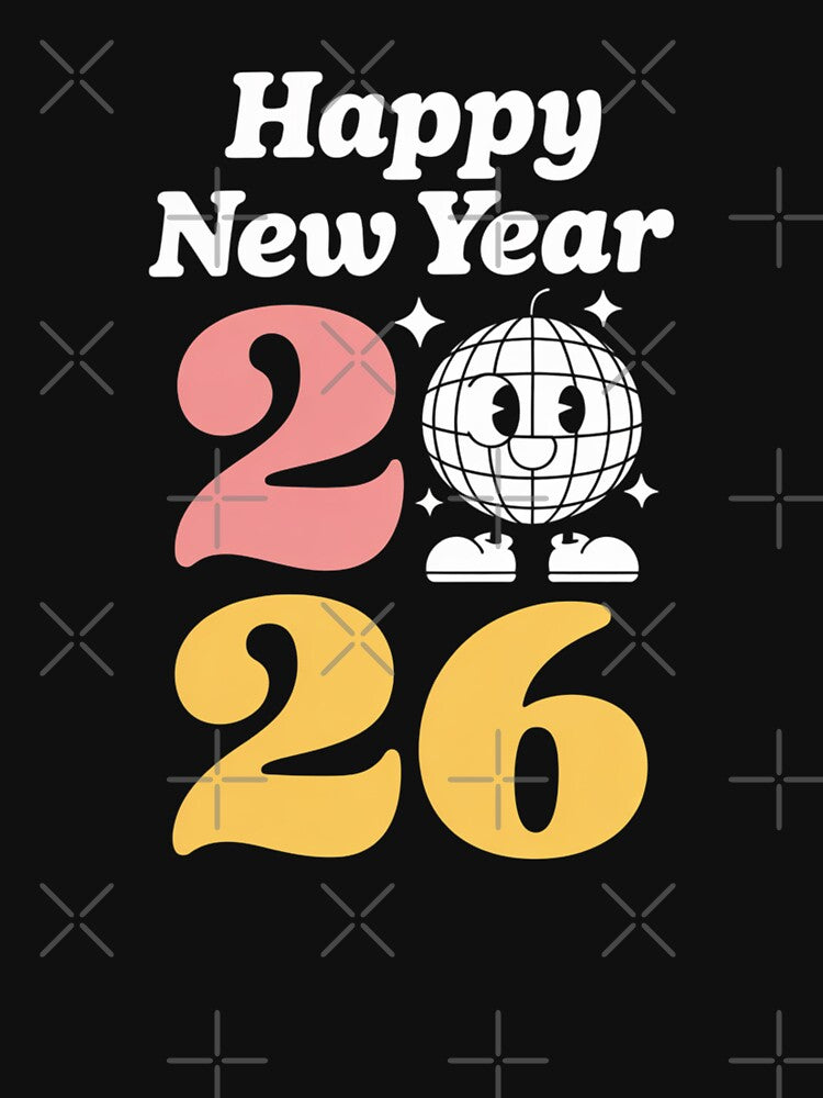 Happy New Year 2026 Retro Disco Ball Design by Gogetgiggles