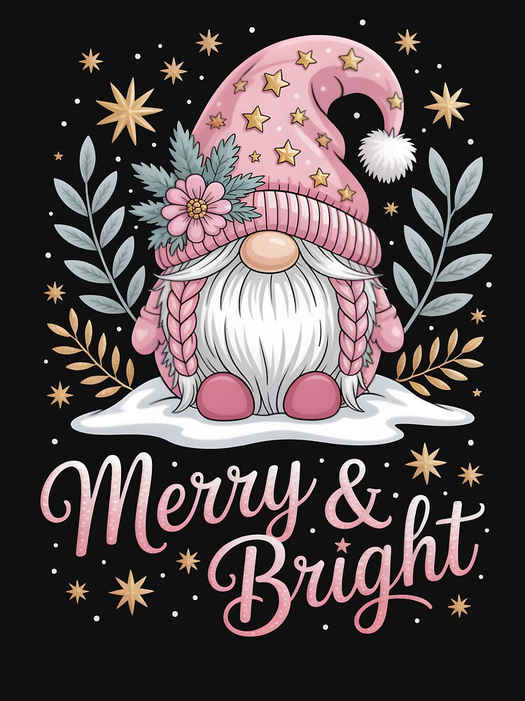 Merry & Bright Pink Christmas Gnome by martindesignden