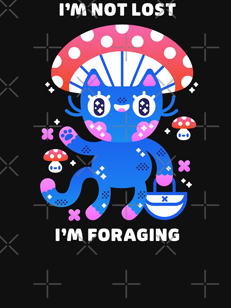 I'm Not Lost, I'm Foraging – Mushroom Cat by musingtreeart