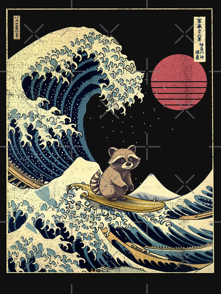 Raccoon Kanagawa Japanese Surfing Wave by rafaeltto