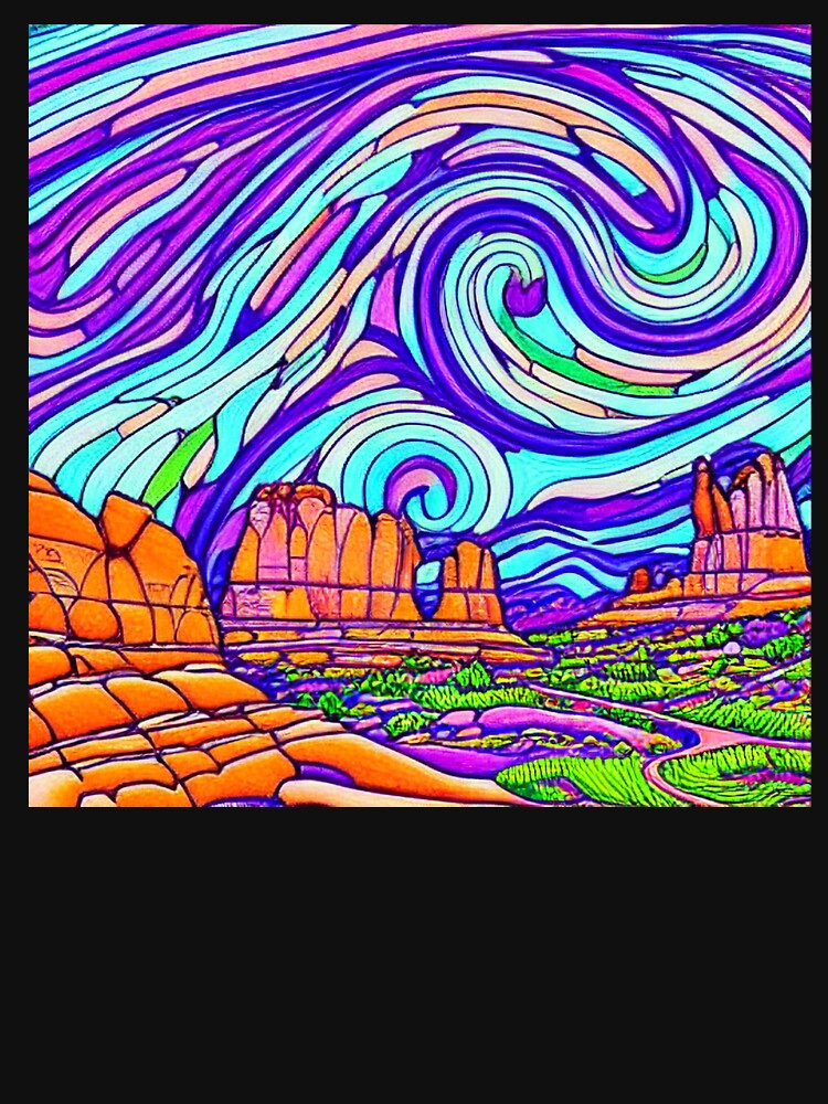 Arches National Park Detailed Etching Styled Digital Illustration 1 by DiatomDesigns