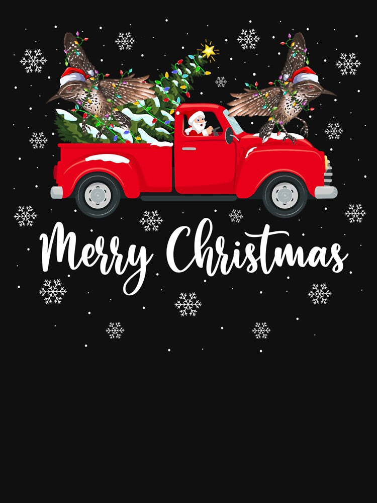 Santa Riding Christmas Tree Truck Wren Bird Christmas by saldcharig