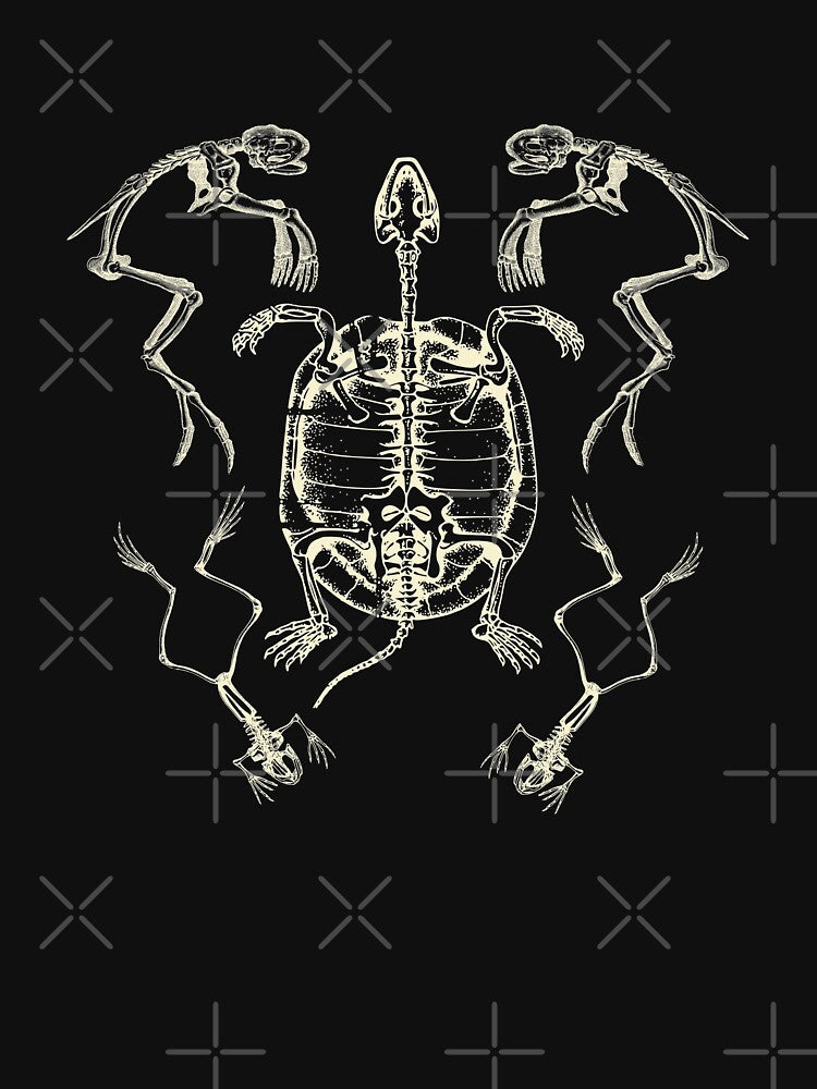 Goblincore Aesthetic Frog and Turtle Skeleton Dark Academia by FOGODesigns
