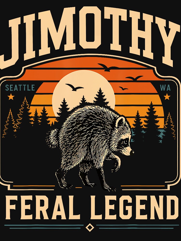Retro Jimothy Raccoon Funny Seattle Feral Meme by ChaosColorCo