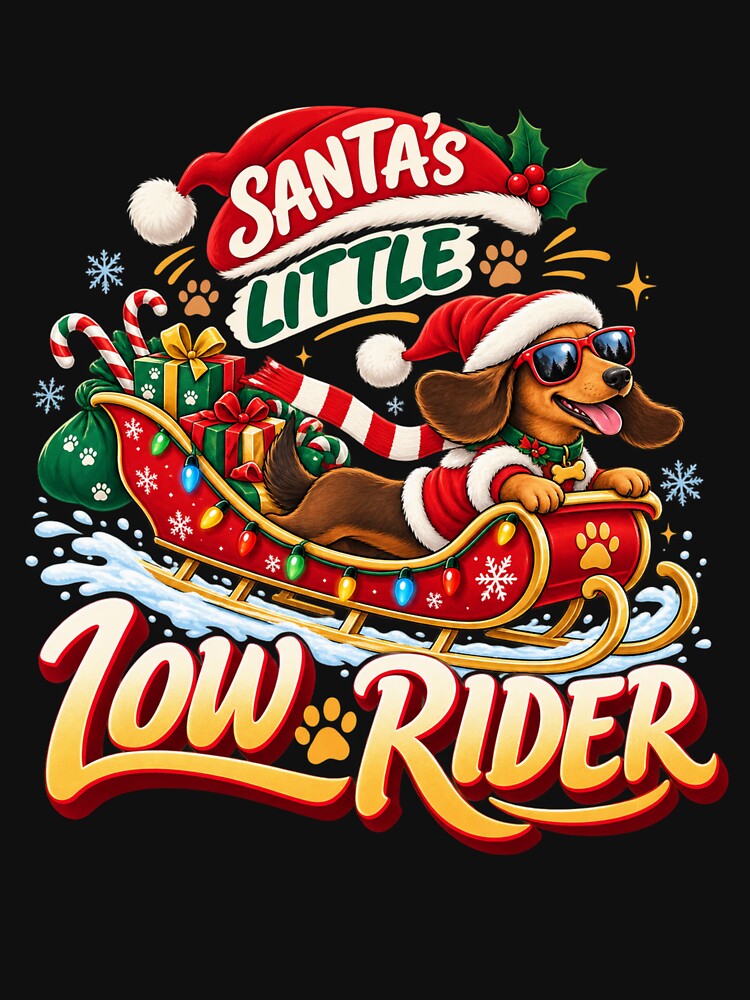 Santa's Little Low Rider Christmas Dachshund Dog by PunchDrop