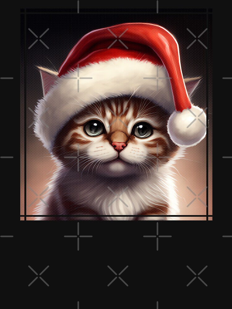 Festive Cat Wearing a Christmas Santa Hat - Kitten Lover by madtoyman
