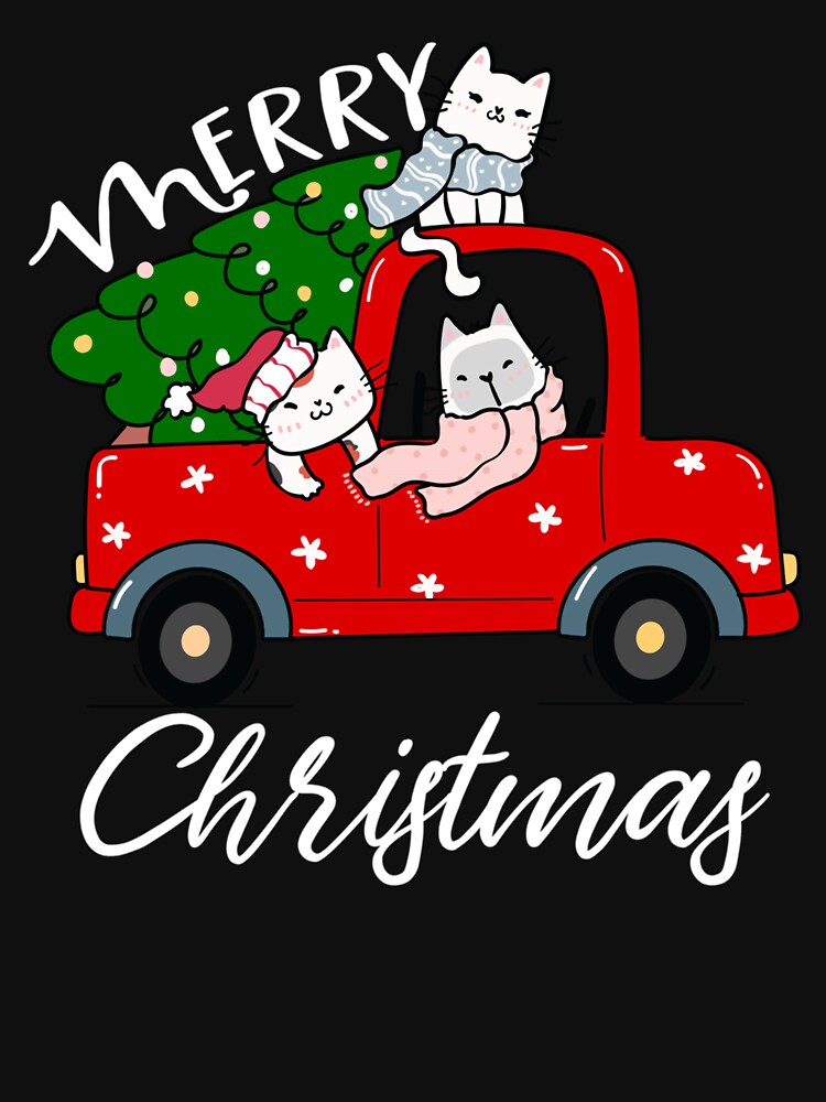 Cats xmas Tree on Red Truck Cat Christmas tree by thompsonw