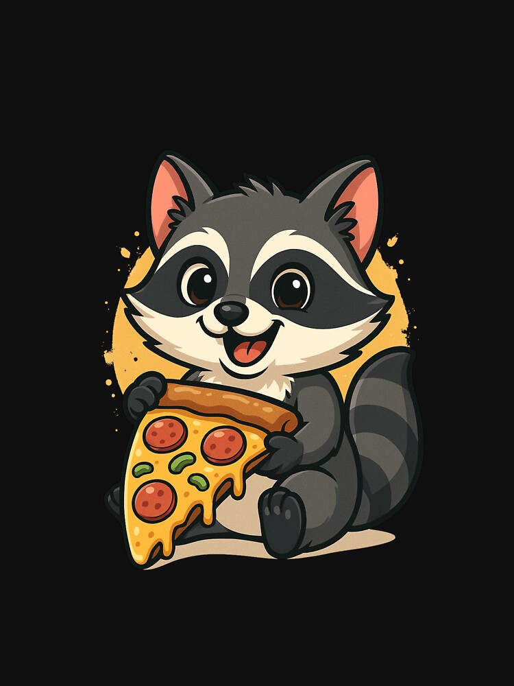 Pizza Raccoon – Cute Mischievous Raccoon Holding Giant Pizza Slice by ColorSplash123