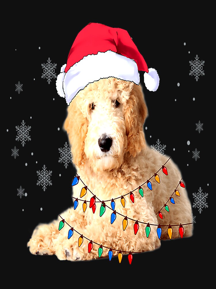 Goldendoodle Christmas Shirt Santa Hat Lights Pajama Gifts Premium by TGMerwin
