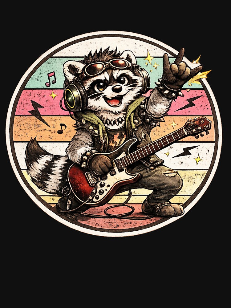 Rock Guitar Raccoon Design by StyleBloomes