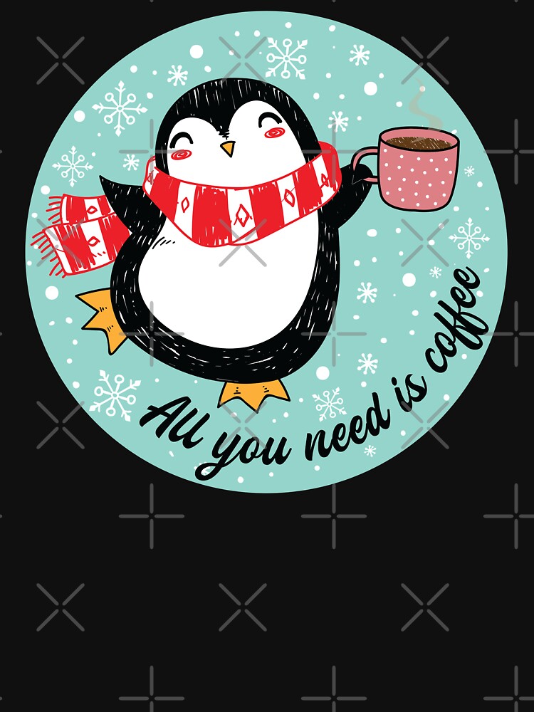 Cute Penguin Drinking Coffee Green Circle by dass-art