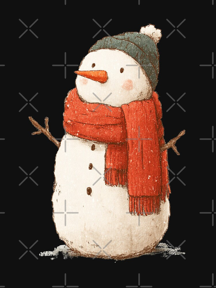 Cute Snowman Winter Illustration T-Shirt by chomdesign