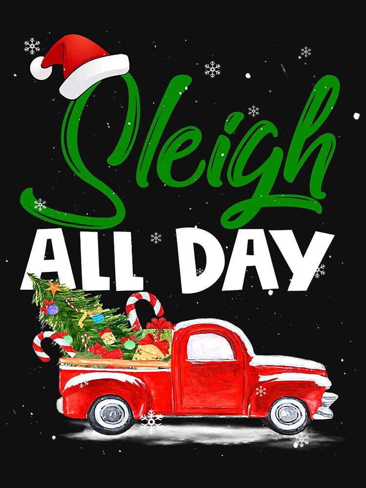 Sleigh All Day Retro Red Truck Pick Up Christmas Pajamas by crm3530