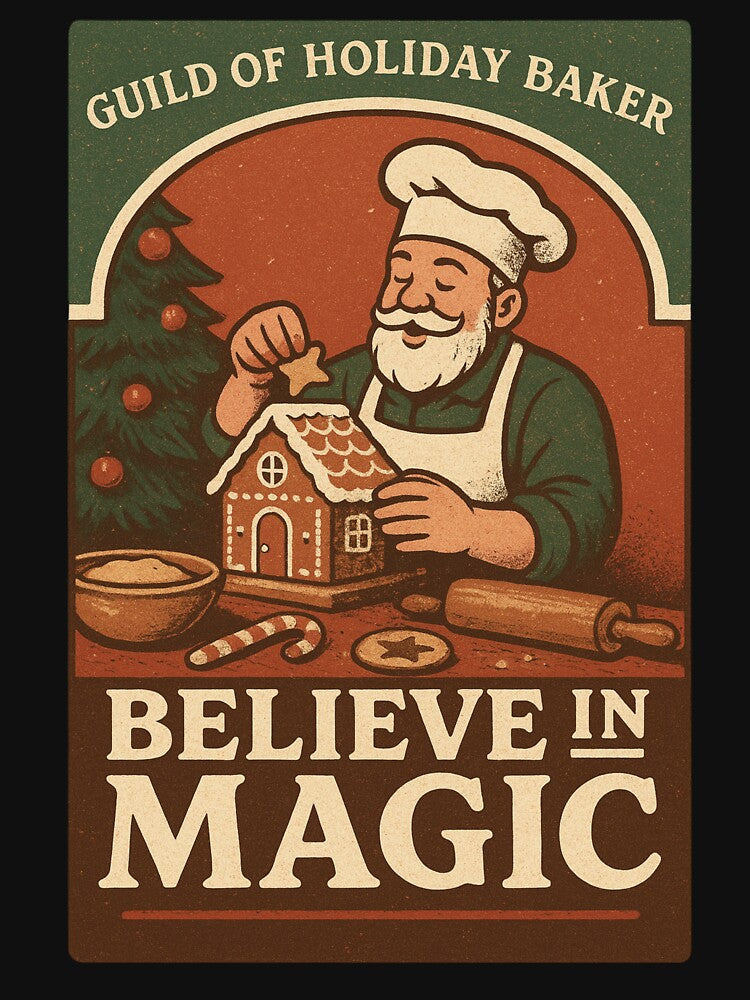 Believe in Magic | Vintage Holiday Baker Christmas T-Shirt Design by azazzle