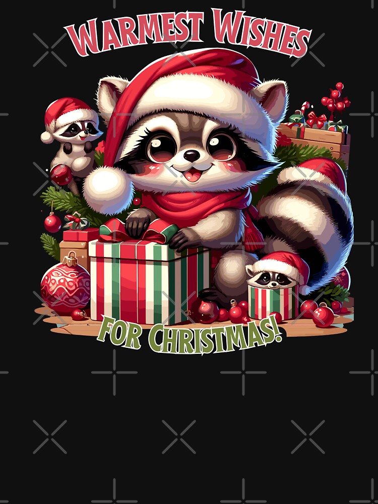 Christmas Raccoon Delight - Festive Holiday Cheer with Adorable Woodland Friend by Jurady