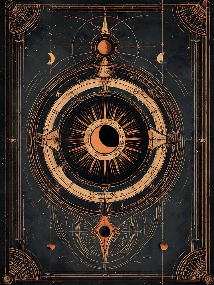 Dark Academia: Celestial Antique Astronomical Diagram by bapupa