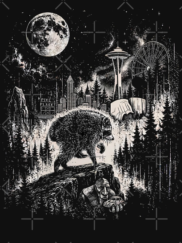 Jimothy Raccoon Vintage Moon Forest by JessArty ⭐⭐⭐⭐⭐