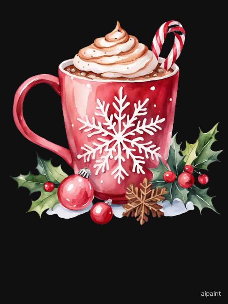 mug of hot chocolate with christmas decoration by aipaint