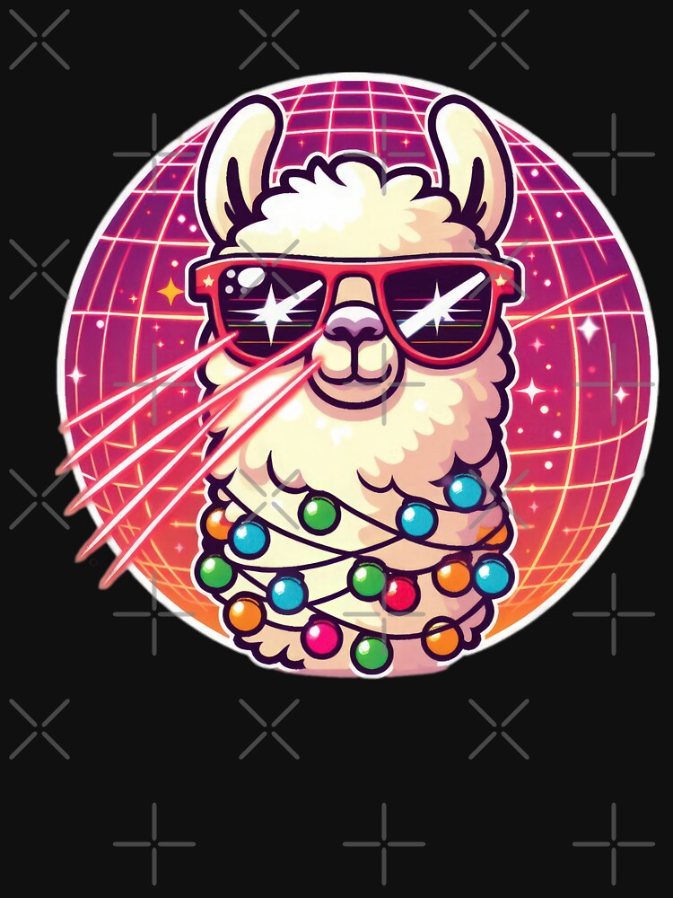 Christmas funny animals llama with pink disco ball and sunglasses,Christmas llama,christmas funny,Seasonal Joy,New Year Vibes by Expressions-Sel