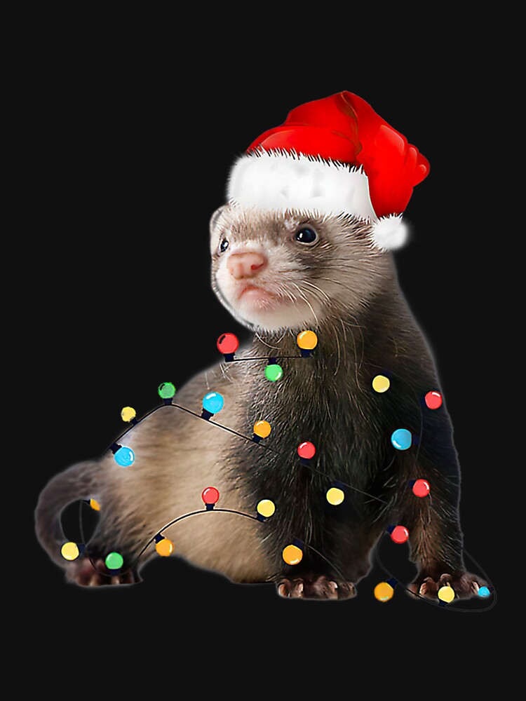 Christmas Ferret Christmas Lights Santa Hat Ferret Lovers by laurenm233