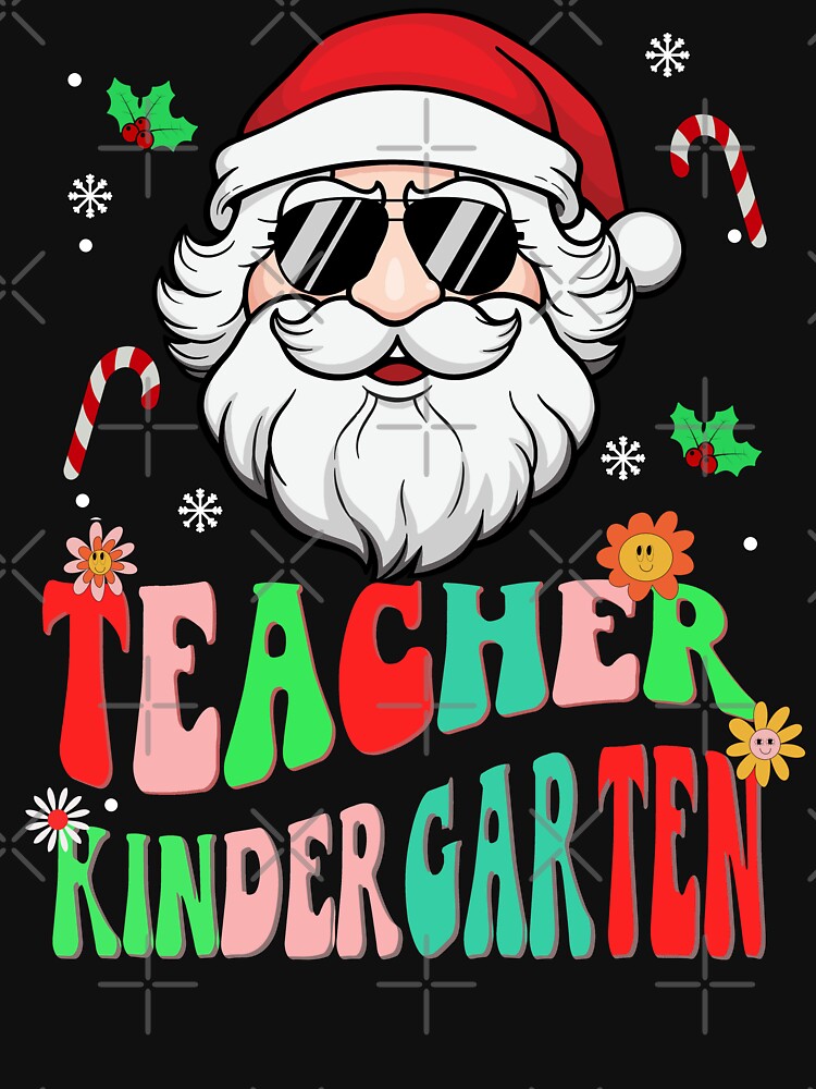 kindergarten teacher christmas santa shirt , matching teacher squad christmas kindergarten groovy shirt by ZAIN JAMAL