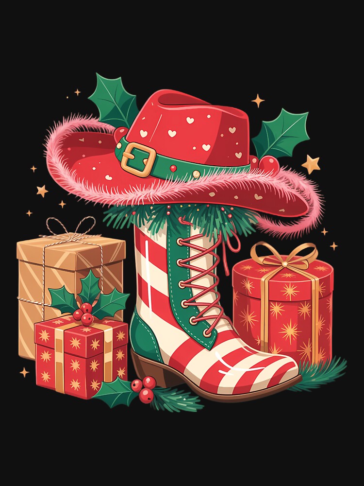 Merry Christmas Y'all Western Country Cowboy Boots by Sunset4Bones