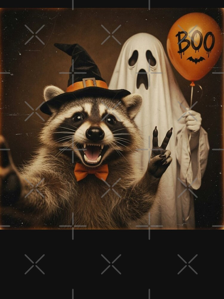 Funny Ghost Raccoon Selfie Vintage Polaroid Halloween by CF_VintageDesign