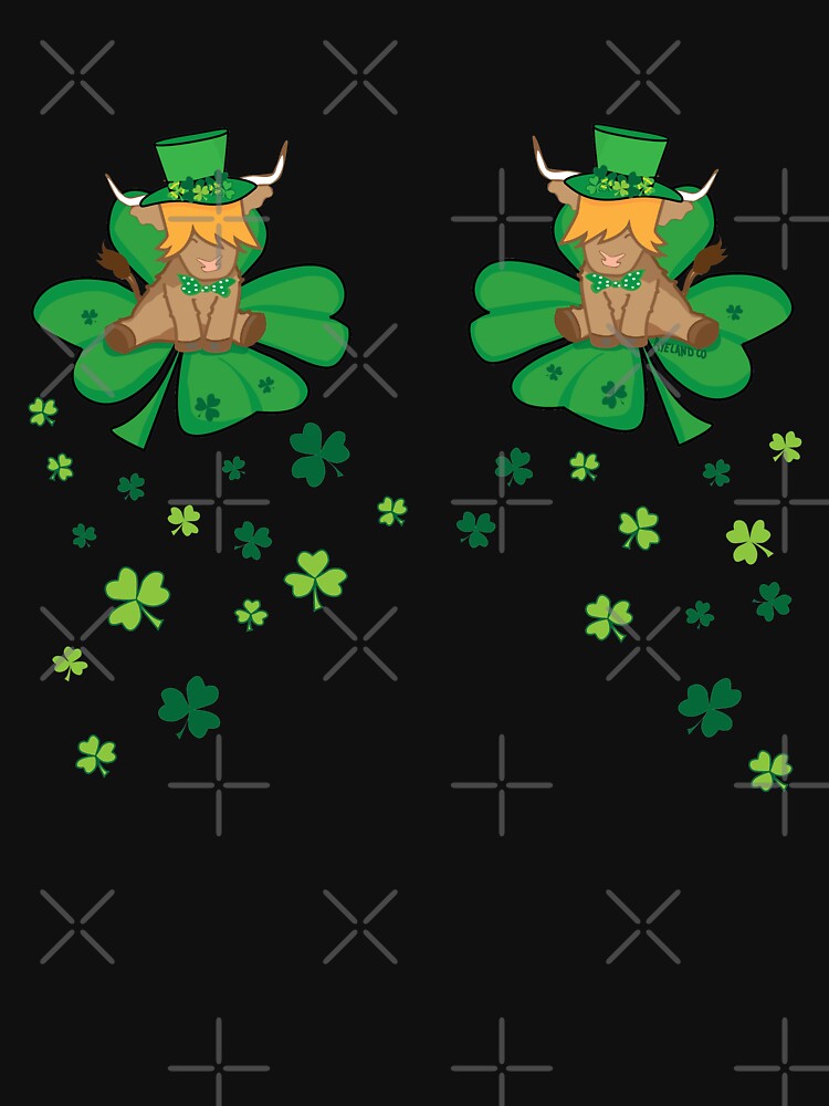 Scottish highland cow st patrick's day lucky shamrock boobiess by Ayelandco