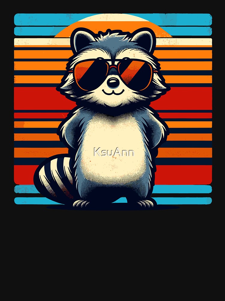 Cool Retro Raccoon in Sunglasses 70s 80s 90s Funny Raccoon by KsuAnn