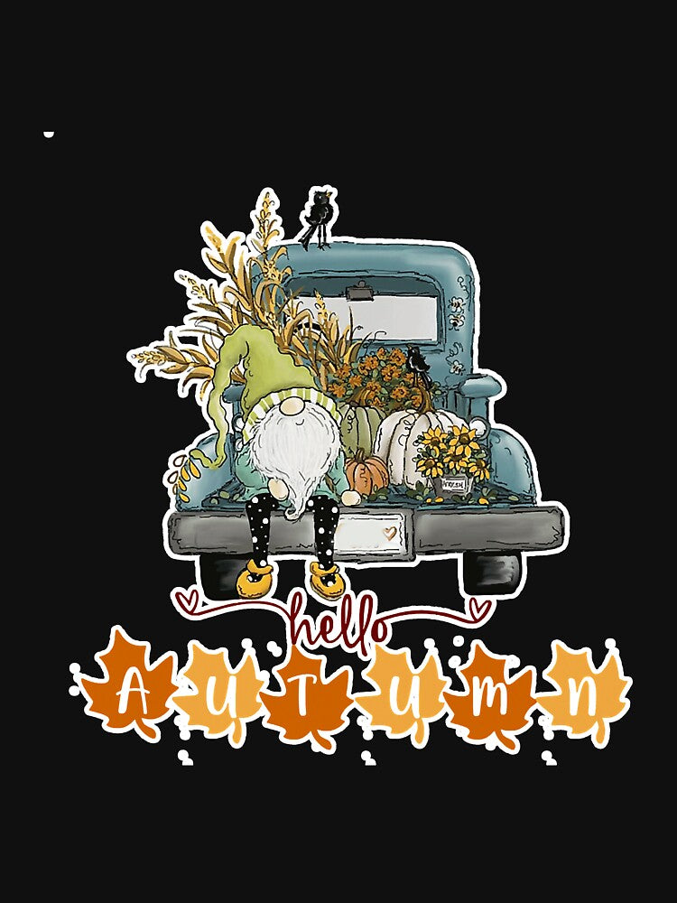 Hello Autumn Truck Gnomes Pumpkin Fall by YesterDayCheck