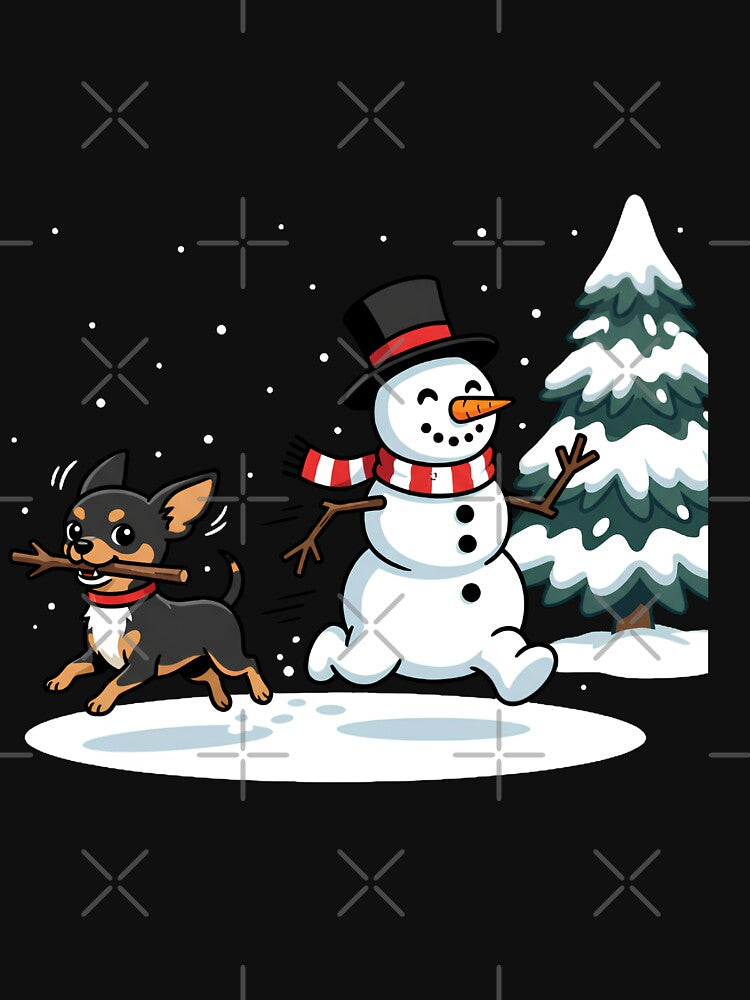 Cute Snowman Chasing Pomchi Dog Christmas Owner Pet Love by w66aboo