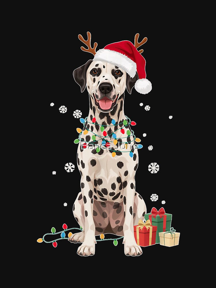 Funny Festive Dalmatian Christmas Santa Reindeer Dog by BancaJone
