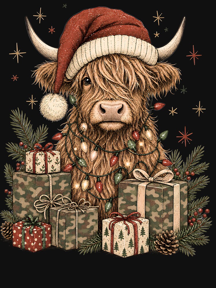 Cow Merry Christmas Highland Cow Lights by DYAFLK