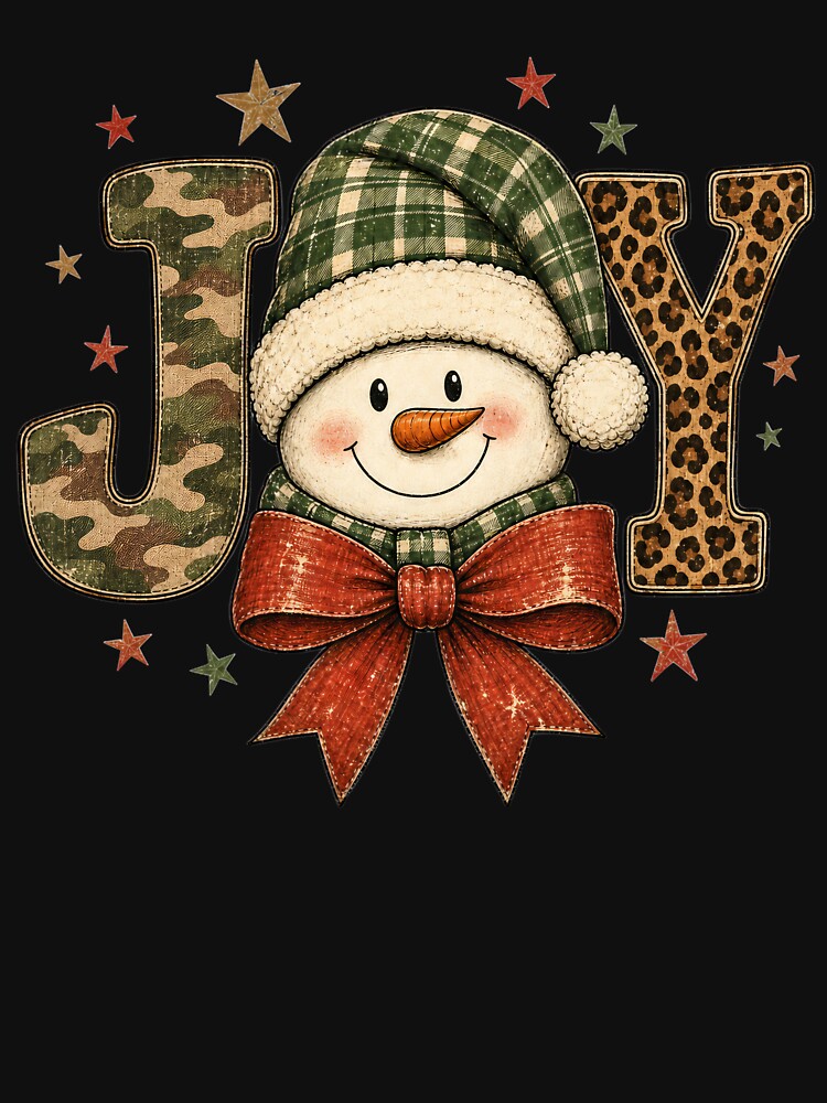 JOY Snowman Camo Leopard Print Country Western Christmas by DYAFLK
