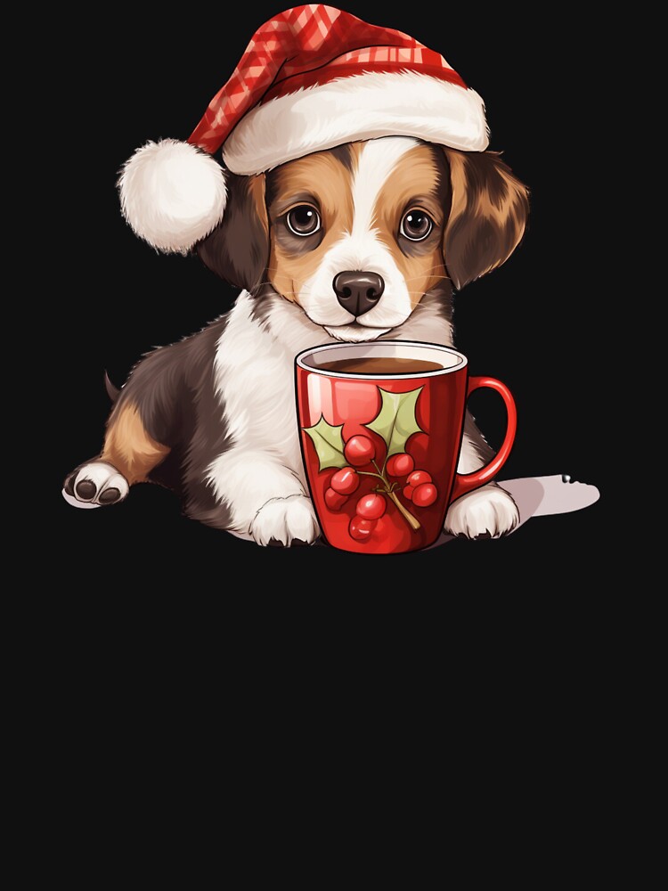 cute dog in christmas hat by TshirtTalkYou