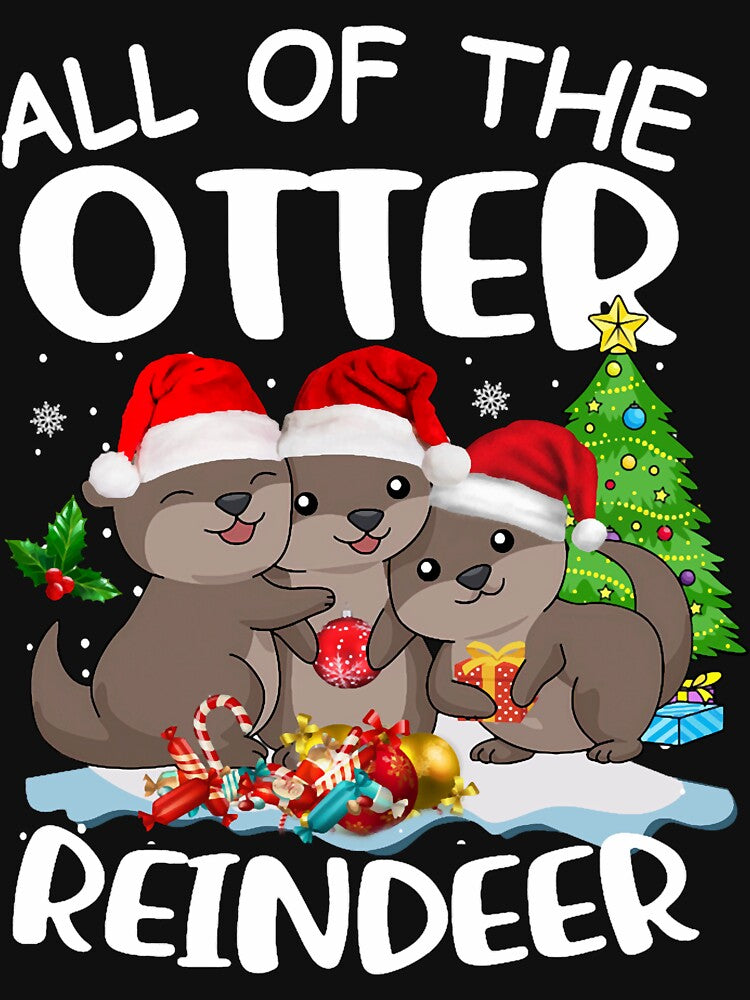 Funny Otter Reindeer Kids Merry Xmas Amimal Lover Kids Toddlers by Locklyncham