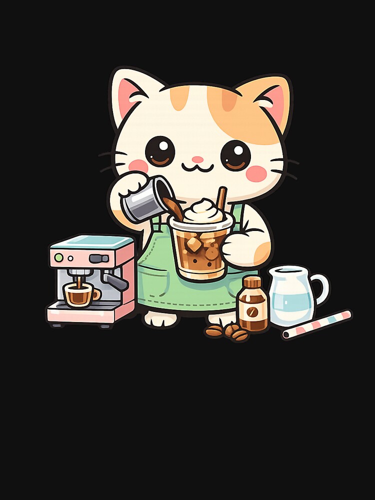 Cat Barista Brewing Happiness by Rafael Bee