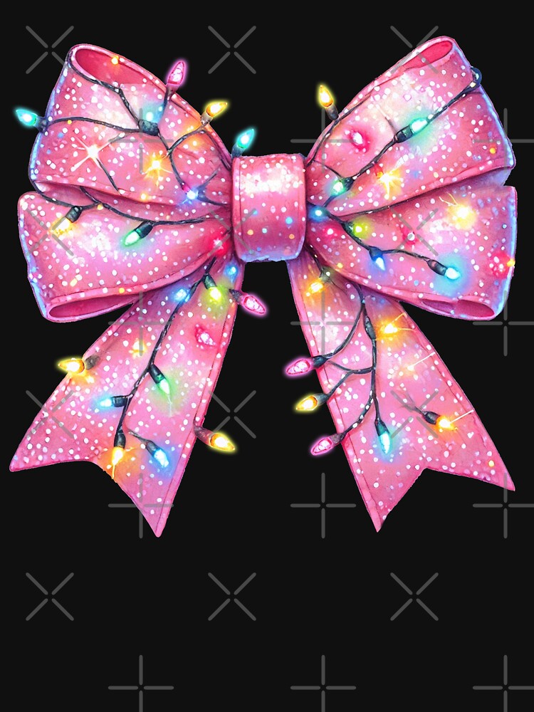 Sparkling Pink Bow with Twinkling Christmas Lights by CultDigHoriz