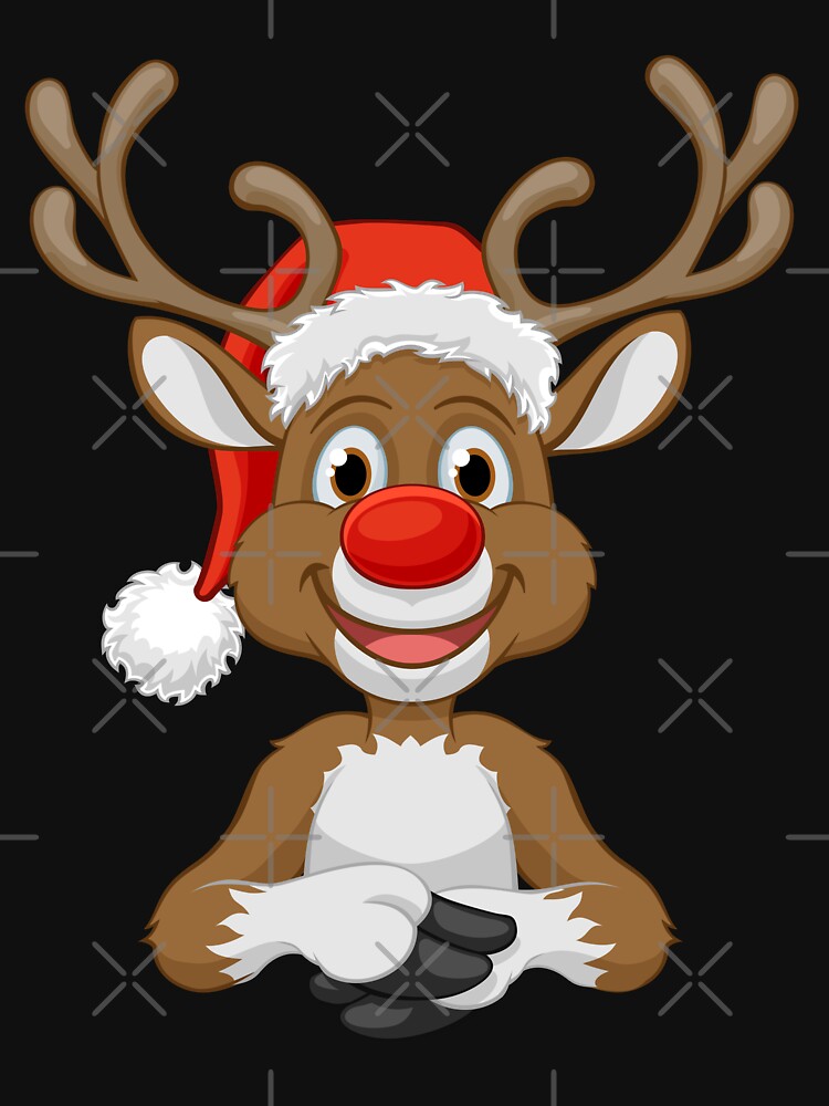 Cute Christmas Reindeer wearing Santa Red hat by LionessLove