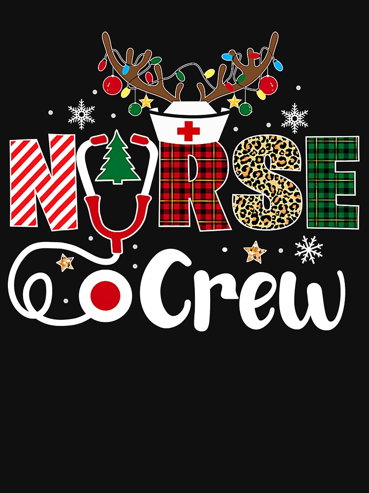 Christmas Nurse Crew Shirt For Women Scrub Tops Christmas T-Shirt by BartonRich