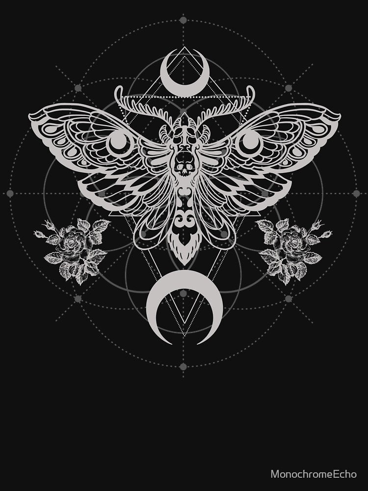 Sacred geometry skull moth by MonochromeEcho