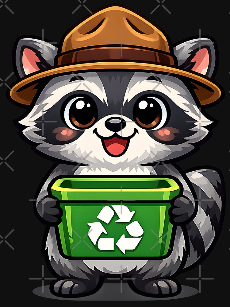 Kawaii Raccoon Recycling Mascot by Clauxel