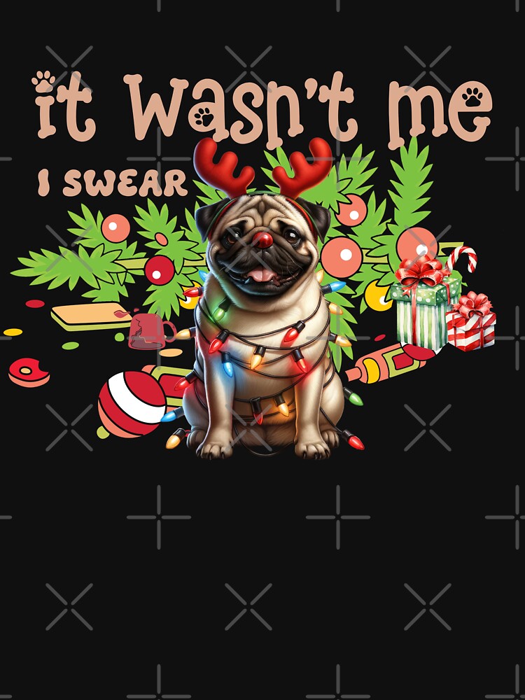 "Mischievous Pug : 'It Wasn't Me, I Swear!' Christmas Chaos" by Xhevahir