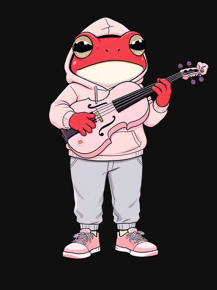 Soft Pink Violin Aesthetic Frog – Cute Pastel Frog Music Illustration by ColorSplash123